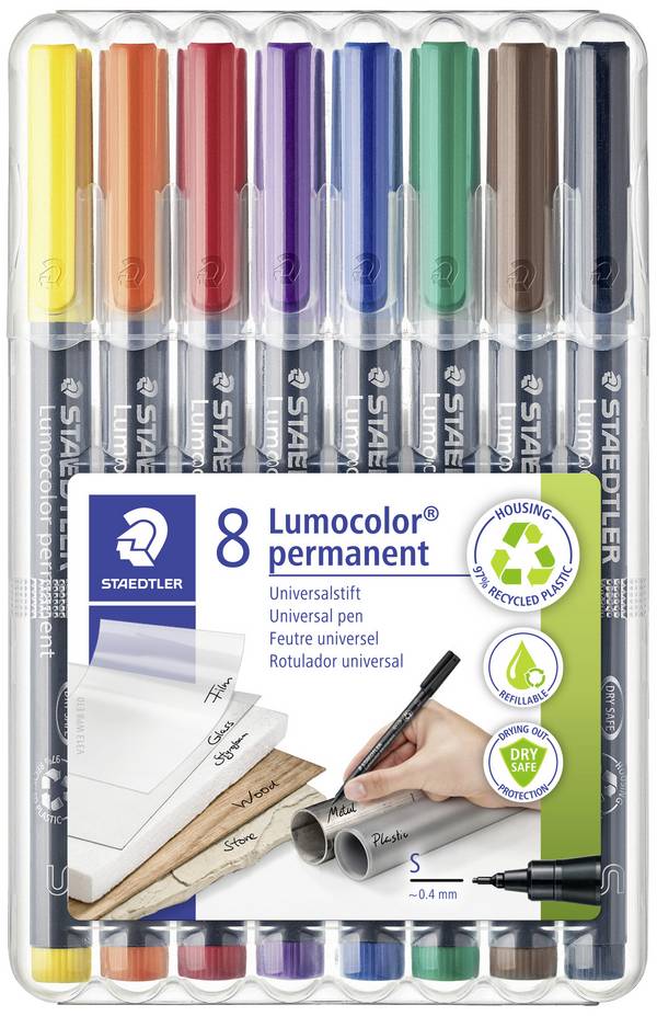 Staedtler popisovač fóliou 313 WP8 313 WP8 modrá, hnedá, žltá, zelená, oranžová, červená, čierna, fialová