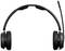 Čierna bezdrôtová headset so zabudovaným mikrofónom, pohľad spredu; vhodná pre telefonické konferencie alebo počúvanie hudby.