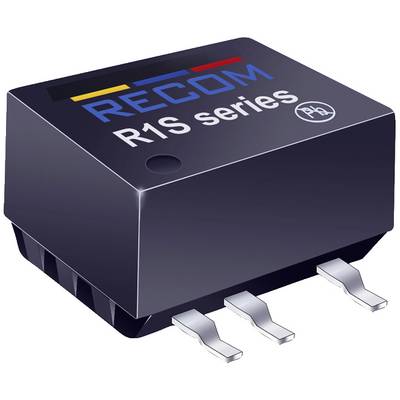 Komponent série RECOM R1S, používaný pre premenu prúdu v elektronických zariadeniach s tromi pripojeniami.