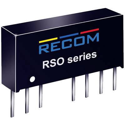 Čierny elektronický komponent s označením „RECOM RSO series", šesť kovových pinov dole.