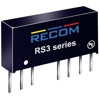 Čierny elektronický čip s nápisom 'RECOM RS3 séria'. Šesť pinov dolu.