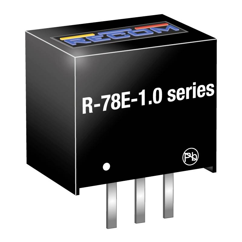 Modul série R-78E-1.0 s tromi vývodmi, používaný na reguláciu napätia v elektronických obvodoch.
