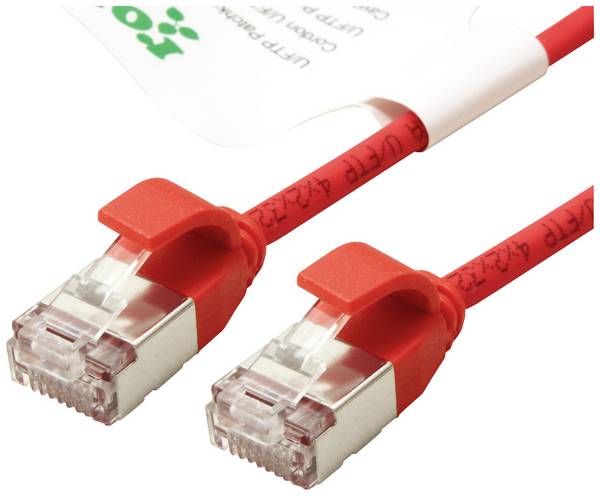 Roline green 21.44.3311 RJ45 sieťové káble, prepojovacie káble CAT 6A U/FTP 0.30 m červená (jasná) netienený, bez halogénov, samozhášavý 1 ks