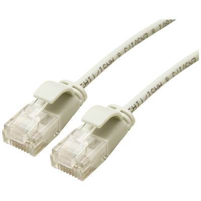 Biely ethernetový kábel s dvomi RJ45 konektormi.