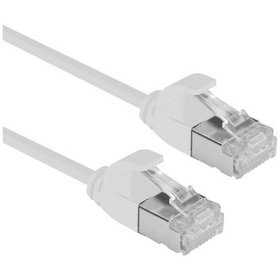 Dva biele ethernetové káble s RJ45 konektormi, ležiace vedľa seba.