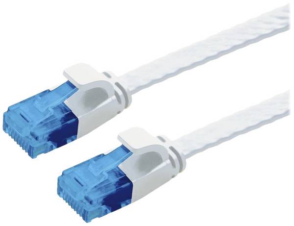 Value 21.99.2065 RJ45 sieťové káble, prepojovacie káble CAT 6A U/UTP 5.00 m biela netienený, plochý, pozlátené kontakty 1 ks