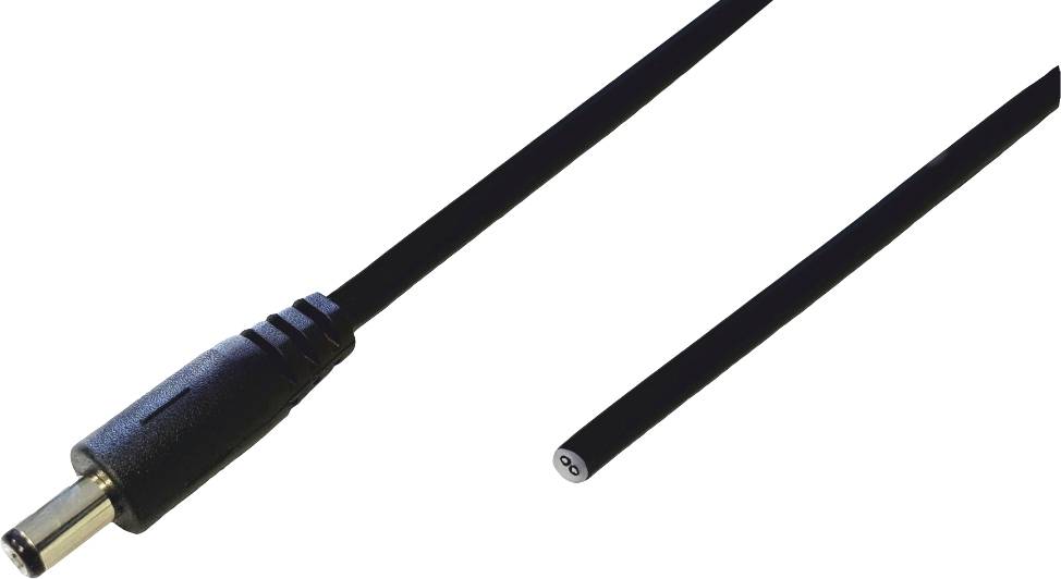 Napájací kábel s čiernou zástrčkou a dlhším káblom, ktorý sa používa na napájanie elektronických zariadení.