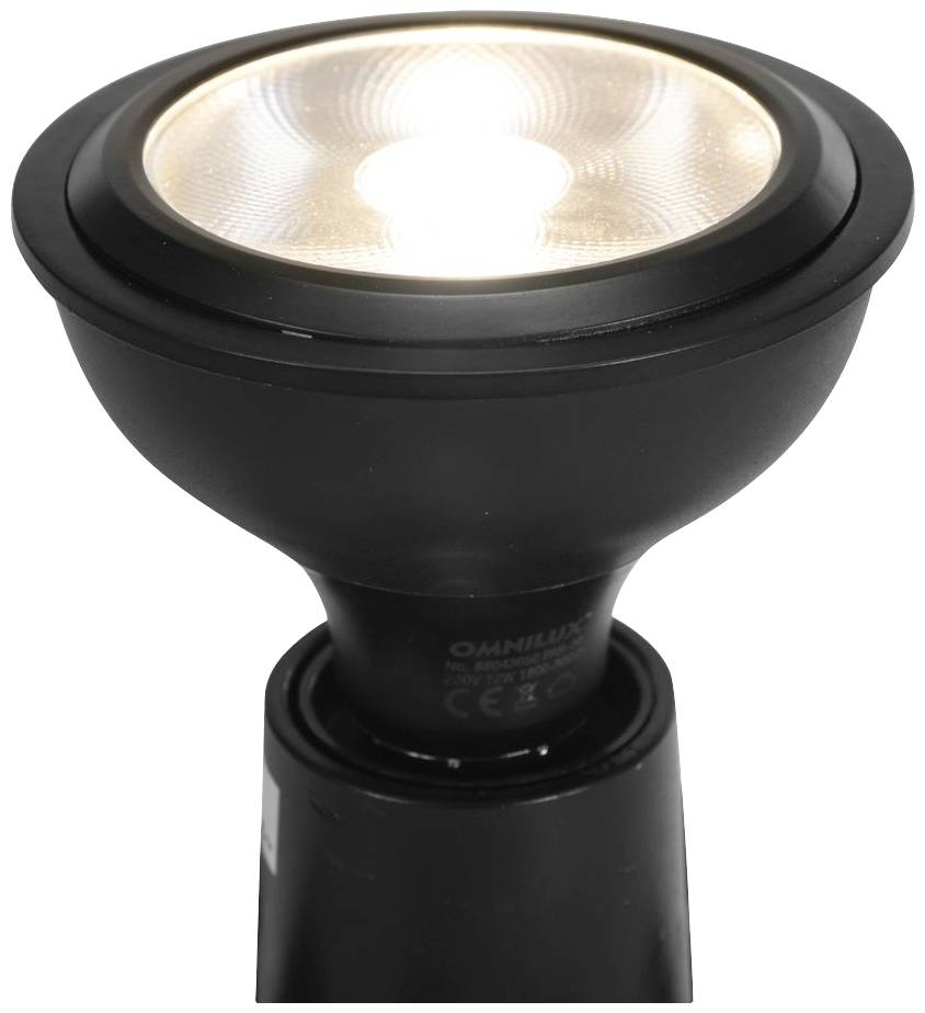 LED lampa s čiernym púzdrom, svieti jasne. Vhodná pre energeticky úsporné osvetlenie.