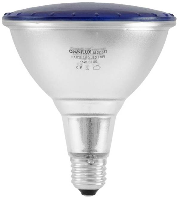 Omnilux 88081882 LED   E27 Par 38 15 W modrá (Ø x v) 121 mm x 135 mm  1 ks