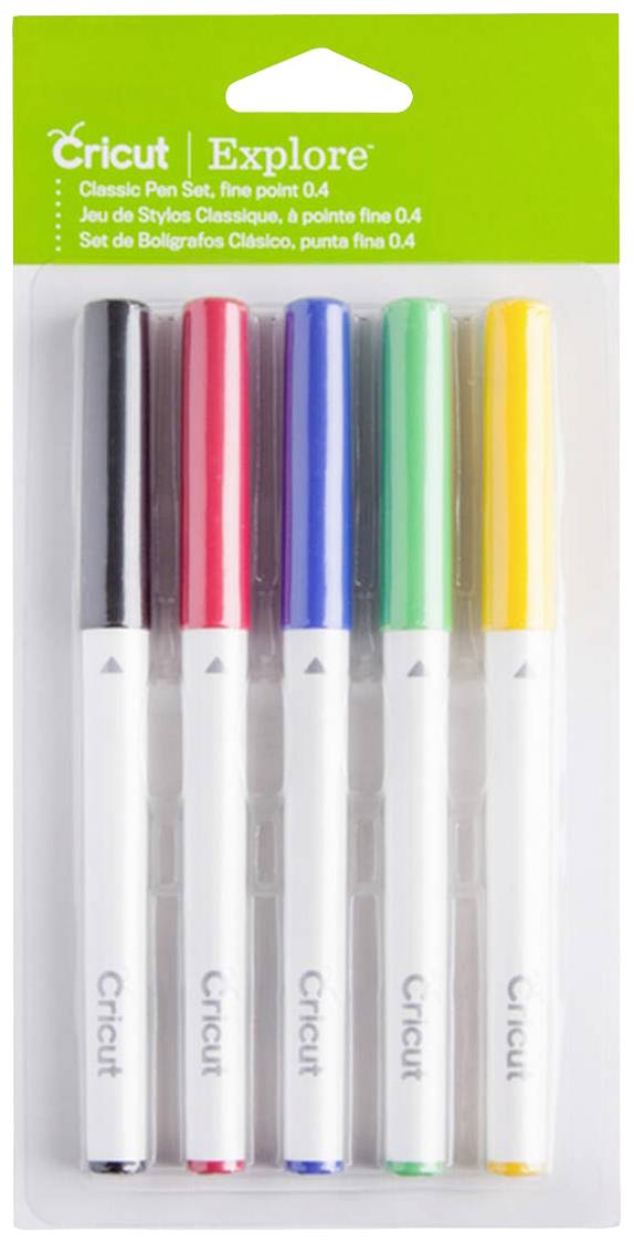 Cricut Explore/Maker Fine Point 5-Pack Classics Stiftsæt Sort, Rød, Blå , Grøn, Gul