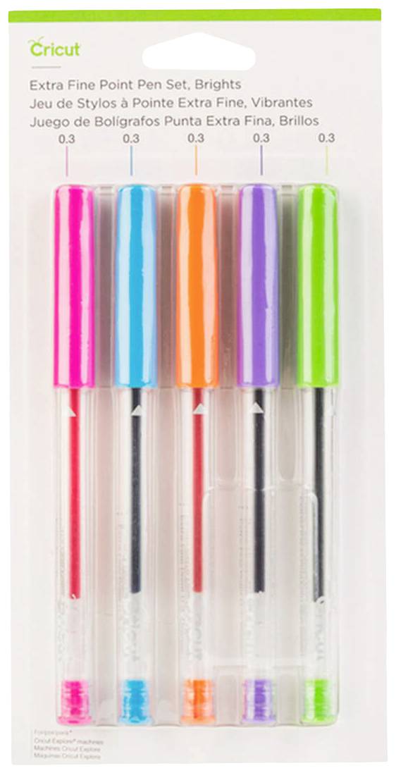 Cricut Explore/Maker Extra Fine Point 5-Pack Brights Stiftsæt Pink, Blå , Orange, Violet, Lindetræsgrøn