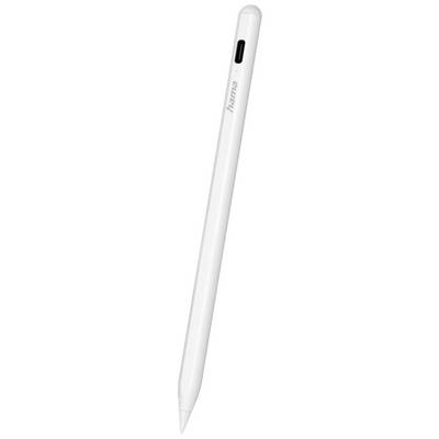 Biely digitálny pero s elegantným dizajnom a čiernym tlačidlom po boku, vhodný pre tablety a smartfóny.