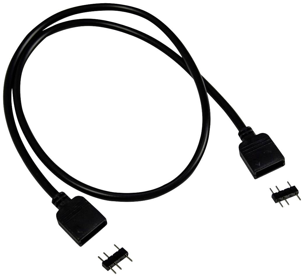 Čierny kábel s dvoma čiernymi konektormi a dvoma malými zástrčkami. Vhodný na pripojenie elektronických zariadení.