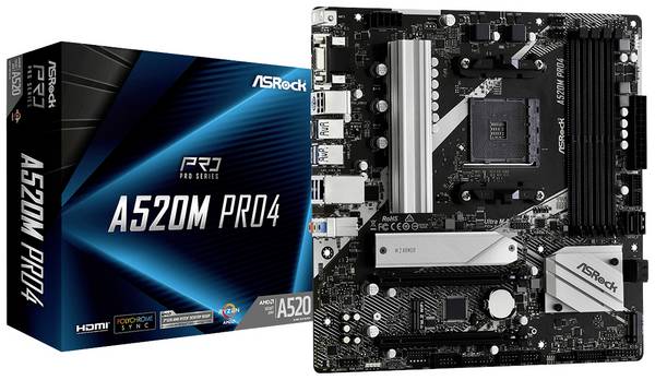 ASRock A520M Pro4 Základná doska Socket AMD AM4 Tvarový faktor Micro-ATX