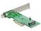 PCIe adaptérová karta so zeleným dizajnom dosky plošných spojov, dvoma PCIe slotmi a strieborným kovovým pruhom na upevnenie v počítačovej skrinke.