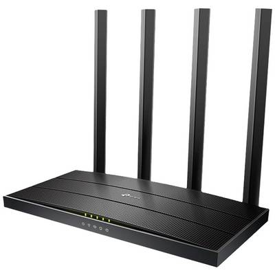 Čierny WIFI router so štyrmi anténami a niekoľkými kontrolkami na prednej strane, ktoré signalizujú jeho aktuálny stav.