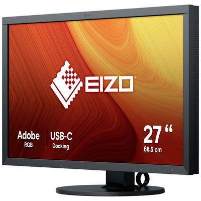 27-palcový monitor EIZO s farebným priestorom Adobe RGB a USB-C dokovacou stanicou, obrazovka vo svetlom červeno-oranžovom odtieni.