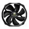 Čierny počítačový ventilátor od Thermalrightu s deviatimi lopatkami; slúži na chladenie počítačových komponentov.