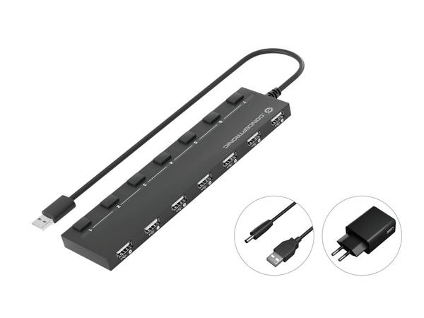 Conceptronic HUBBIES08BP 7 portů USB Hub  čierna