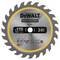 Kotúč DeWalt s priemerom 115 mm a 24 zubami, vhodný pre maximálne 5.000 ot./min, zobrazuje bezpečnostné pokyny.