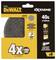 DeWalt brúsny papier, Extreme, zrnitosť 40, 150 mm, dlhodobo odolný so symbolmi pre 'Univerzálne odsávanie prachu', 'Umývateľný', 'PVC', 'Drevo'.