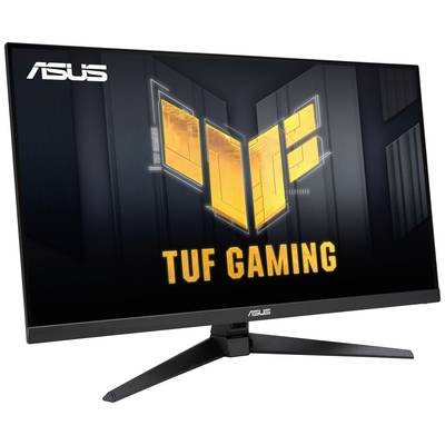 ASUS TUF herný monitor s veľkou obrazovkou a moderným dizajnom, ideálny na hranie a prácu, so svietiacim logom uprostred.
