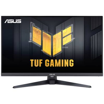 Herný monitor ASUS TUF s veľkou obrazovkou; logo a nápis 'TUF Gaming' v žltej farbe.