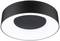 Okrúhle, moderné, čierne stropné svietidlo s bielym svetelným výstupom v strede, vhodné do obytných alebo kancelárskych priestorov.
