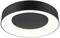 Okrúhle, čierne stropné svietidlo s výrazným, svietiacim bielym lemom v strede. Má moderný, minimalistický dizajn.