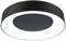 Čierne, okrúhle stropné svietidlo s centrálnym bielym LED prsteňom, vhodné do moderných interiérov. Minimalistický dizajn.
