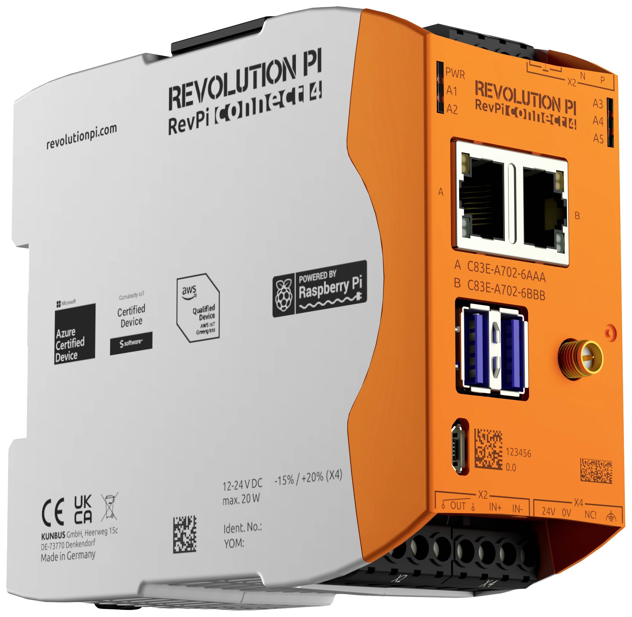 Revolution Pi by Kunbus RevolutionPi Connect 4 PR100379 PLC-uitbreidingsmodule afbeelding