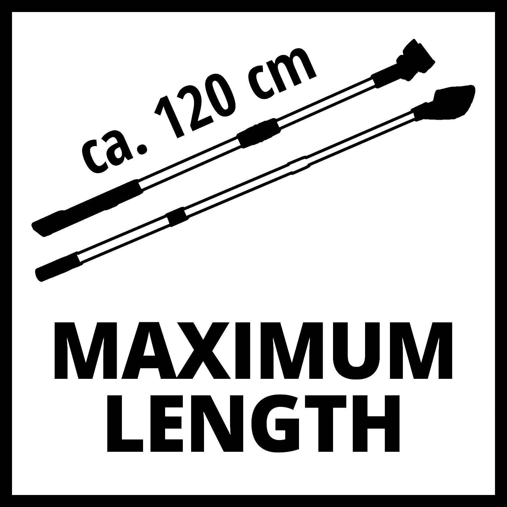 Teleskopická tyč s maximálnou dĺžkou približne 120 cm.