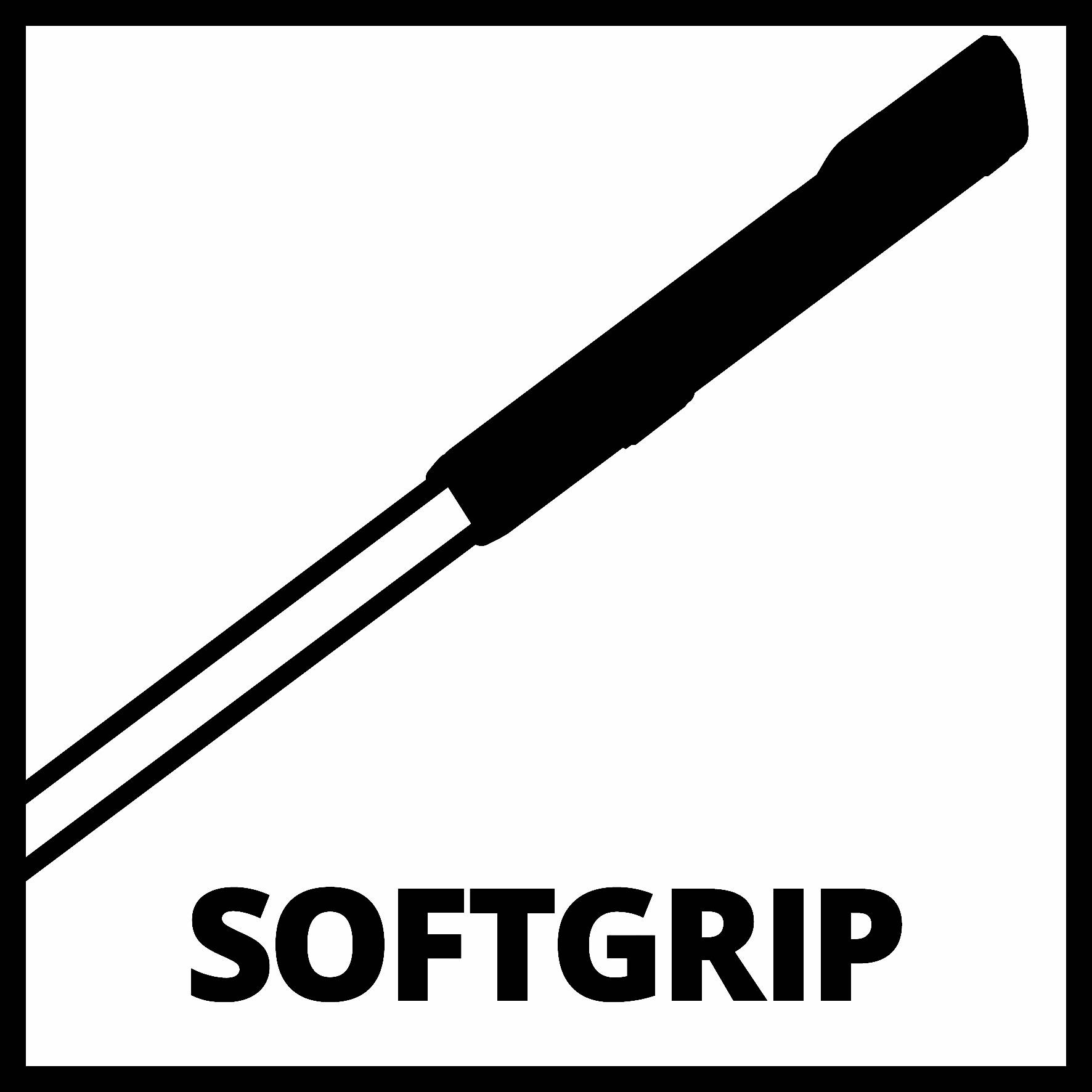 Symbol 'Softgrip' znázorňujúci nástroj s ergonomickým držadlom.