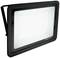 Čierny LED reflektor s výkonom 300W, vhodný do exteriéru s krytím IP66, osvetľuje jasnou bielou farbou.