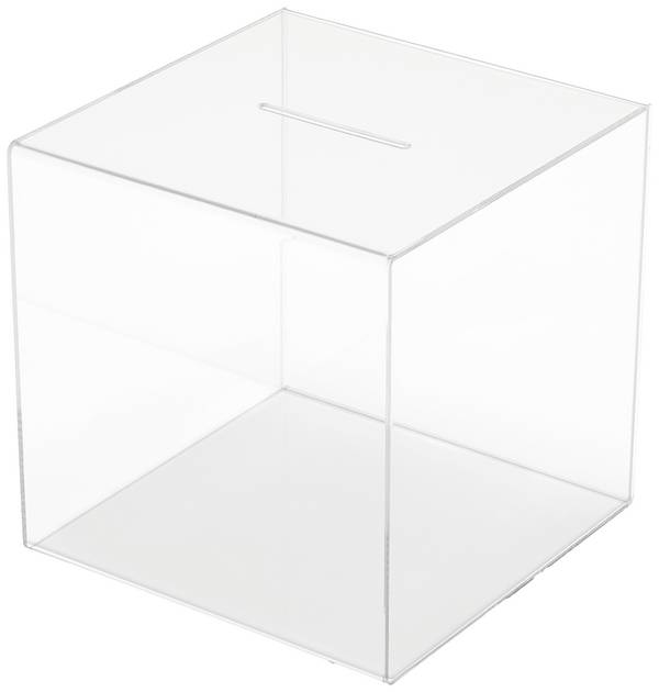 Deflecto box pre promoakcie s vhadzovacím výrezom  číre sklo  (š x v x h) 30.3 x 30.3 x 30.3 cm 1 ks
