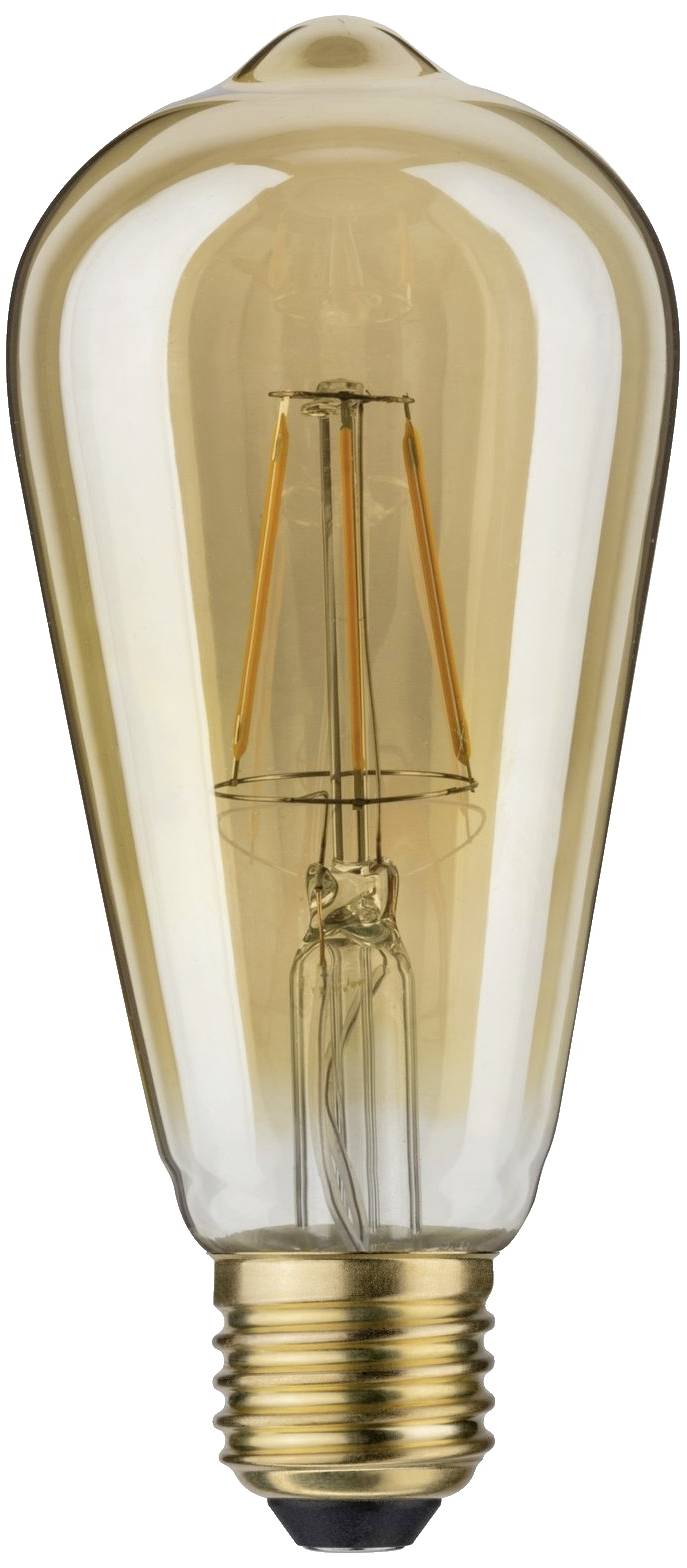 Vintage žiarovka so viditeľným vláknom a zlatohnedým sklom. Ideálna pre dekoratívne osvetlenie v retro štýle.