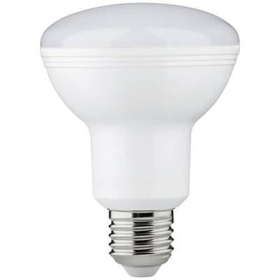 Biela LED žiarovka so soklom E27, vhodná pre energeticky úsporné osvetlenie v domácnostiach alebo kanceláriách.