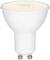 Biela LED žiarovka soSocketom GU10, vhodná pre bodové alebo akcentové osvetlenie.