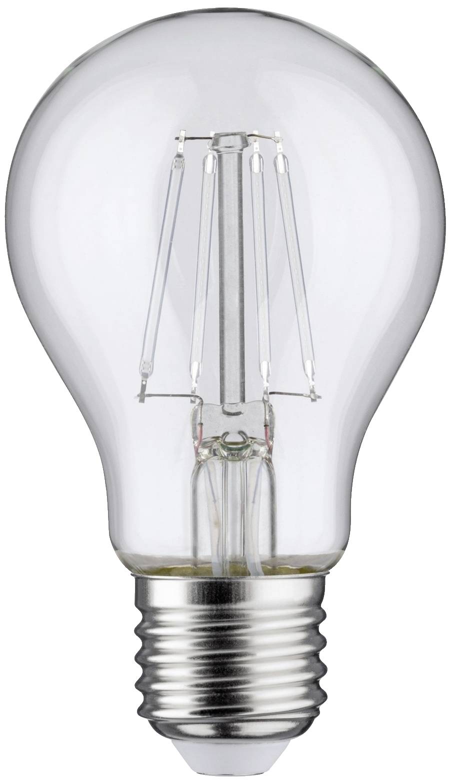 Žiarovka so viditeľným vláknom a skrutkovým soklom na bielom pozadí.