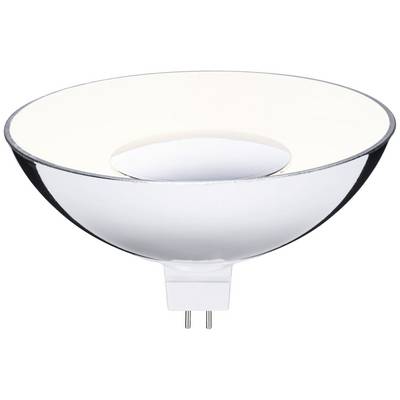 Biela halogénová lampa s kovovým uchytením a dvomi kolíkmi na päätici, zobrazujúca typický dizajn pre osvetľovacie účely.