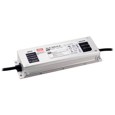 LED driver od spoločnosti MEAN WELL, model 'XLG-320-H-A', s vstupnými a výstupnými konektormi. Vhodný pre osvetľovacie systémy.