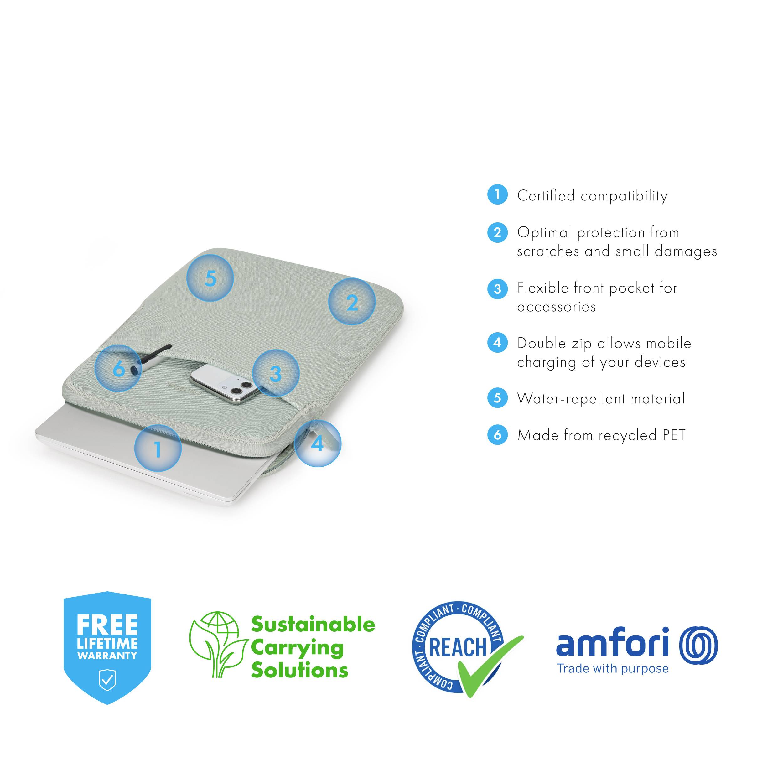 Dicota obal na notebooky Sleeve Eco SLIM L Max. veľkosť: 38,1 cm (15") strieborná-12