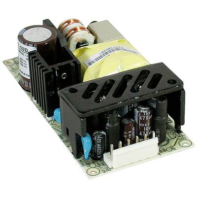 Detailný záber otvoreného sieťového napájacieho zdroja s viditelnými elektronickými komponentmi, ako sú kondenzátory, cievky a chladič.