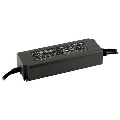Čierne sieťové napájanie s nápisom, pod ním technické špecifikácie. Obdĺžnikový tvar s dvoma káblami na koncoch.