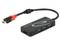 USB hub s tromi modrými USB 3.0 portami a čítačkou kariet. Pripojený krátkym káblom s USB-C konektorom.