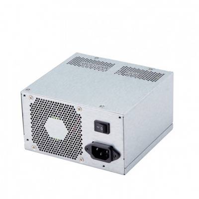 Kovový počítačový zdroj s mriežkou ventilátora a vypínačom. Používa sa na dodávanie elektrickej energie počítačovým komponentom.