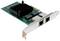 Sieťová karta s dvoma ethernetovými portami a chladičom, PCIe rozhranie, zelená doska plošných spojov.