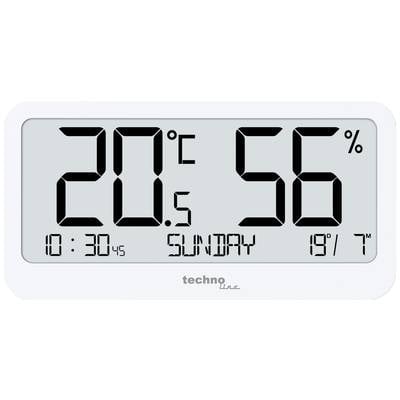 Digitálny teplomer a vlhkomer ukazuje 20,5°C a 56% relatívnej vlhkosti. Je nedeľa, 10:30. Teplota má stúpajúcu tendenciu.