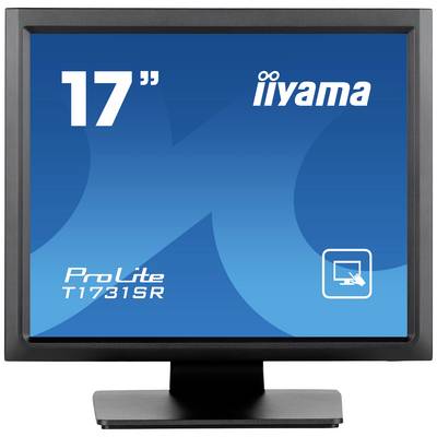 17-palcový monitor iiyama ProLite T1731SR s ikonou dotykového displeja na modrom pozadí.