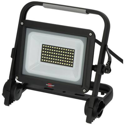 Prenosný LED stavebný reflektor na stojane s dvoma kolieskami, vhodný pre použitie na stavenisku. Svetlo je vytvorené množstvom LED bodov.
